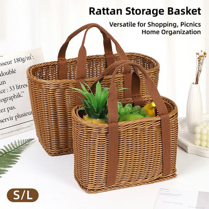 Imitation Rattan Woven Basket Shopping Basket Fruit Vegetable Storage Basket