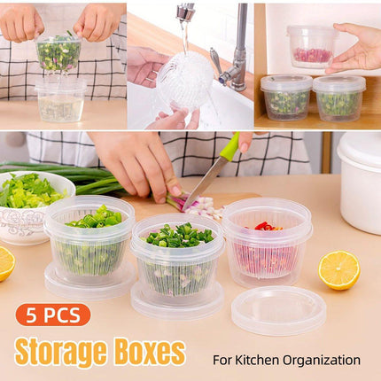 5pcs Plastic Storage Containers with Lids Refrigerator Organizer Box for Kitchen