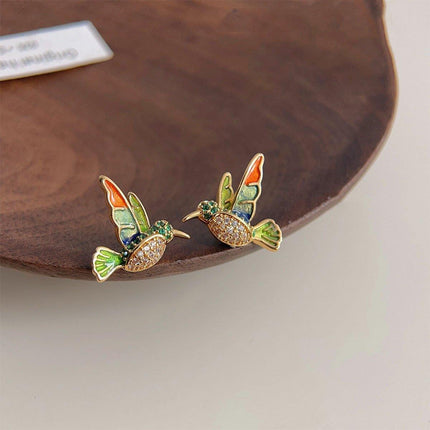 Chinese Hummingbird Earrings Mini Bird Design Fashion Jewelry for Women