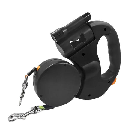 Retractable Lead Leash 360 Swivel Dual Doggie One-to-Two Traction Rope Pet Dog