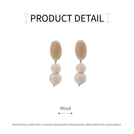 Geometric Wooden Tassel Earrings Vintage Simple Round Earrings Fashion Jewelry