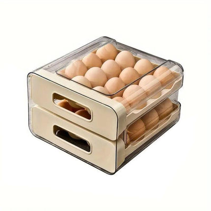 Double Layer Egg Storage Carton Drawer Organizer for Kitchen Fridge or Pantry