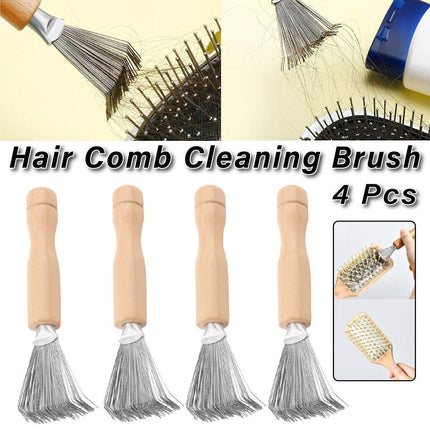 4PCS Hair Comb Cleaning Brush Set Wooden Airbag Comb Cleaner Claw Brush Tool