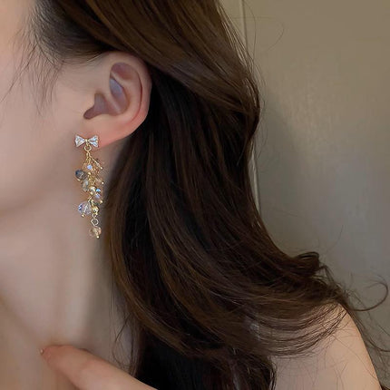 Fashion Flower Crystal Earrings Stud Women Drop Dangle Wedding Party Ear Jewelry - Aimall