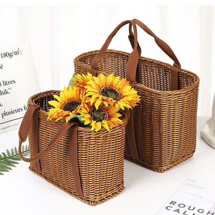 Imitation Rattan Woven Basket Shopping Basket Fruit Vegetable Storage Basket
