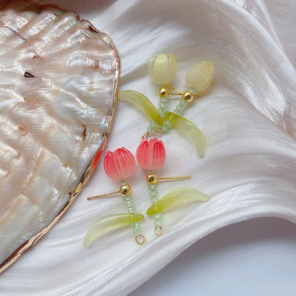 Delicate Small Tulip Earrings Women Gold Plated Stud Fashion Jewellery Gift