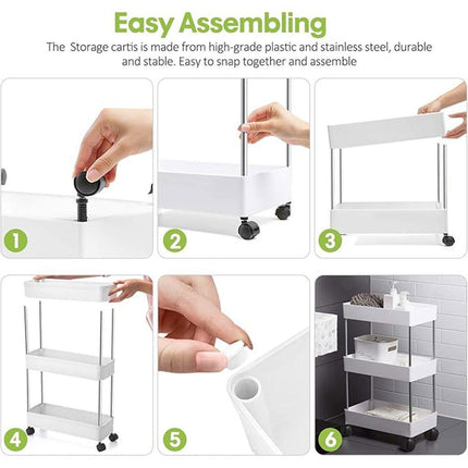 Multi Layer Rolling Storage Cart Kitchen Bathroom Organizer Shelf with Wheels