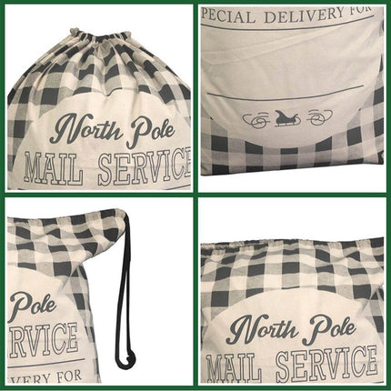 Plaid Christmas Gift Bags Reusable Holiday Apple Pouch Santa Bundle Sacks