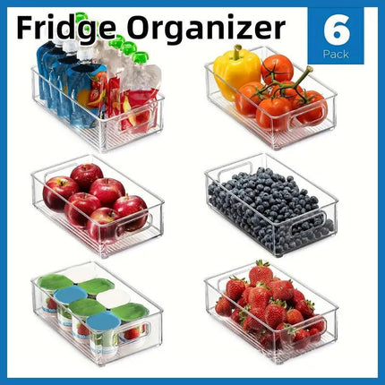 6pcs Transparent Fridge Organizer Storage Box for Kitchen and Food Organization