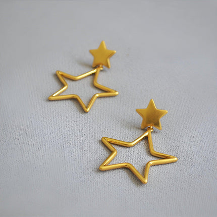 Vintage Openwork Star Earrings Elegant Fashion Jewelry for Women Chic Gift Ideas