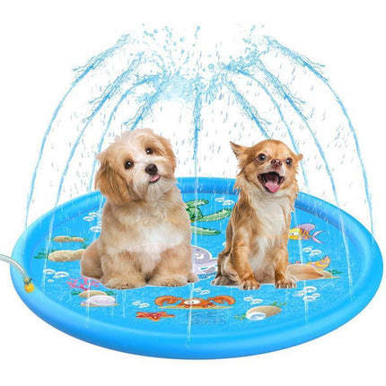 100cm Pet Dog Inflatable Sprinkler Splash Spray Mat Outdoor Water Pool Play Pad - Aimall