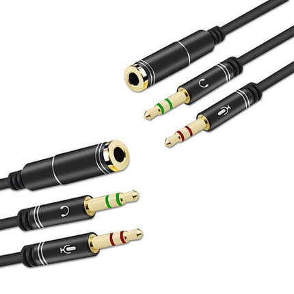 3.5mm AUX Cable Mic Audio Splitter Extension Headphone Adapter Male to Female - Aimall
