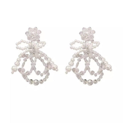 Fashion Flower Crystal Earrings Stud Women Drop Dangle Wedding Party Ear Jewelry - Aimall