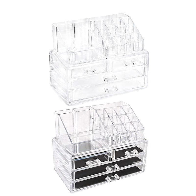 Holder Cosmetic Makeup Organiser 4 Drawer Storage Jewellery Box Clear Acrylic - Aimall