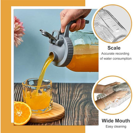 24oz Mason Jar with Lid Carrying Handle Airtight Glass Jar for Drinks or Storage