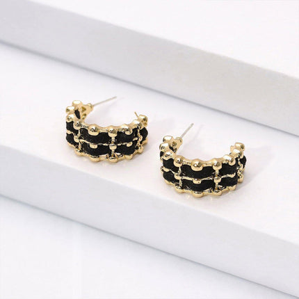 Vintage Black Stud Earrings Women Retro Style Dripping Oil Fashion Jewelry