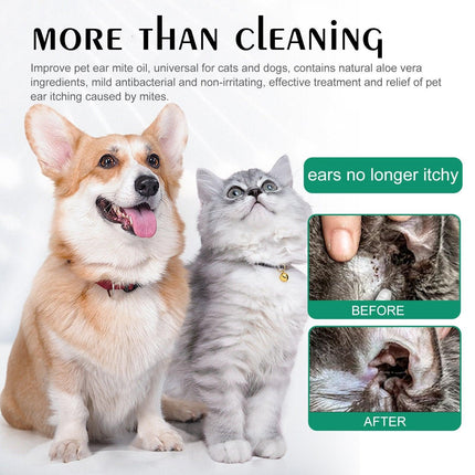 Pet Ear Drops for Cats Dogs Clean Mites Deodorize Itchy Ears Universal Solution