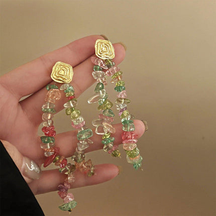 Colourful Irregular Square Tassel Earrings Trendy Fashion Jewelry for Women Gift