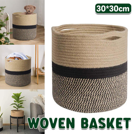 Woven Round Laundry Basket Dirty Clothes Storage Basket for Home Organization