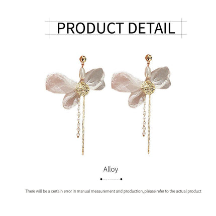 Vintage White Bow Long Earrings Sweet Fashion Jewelry for Women Elegant Gift