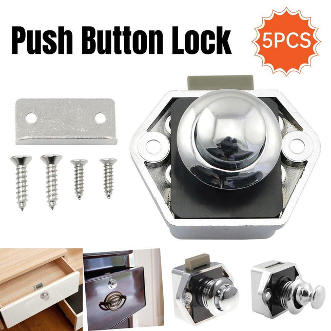 5PCS Cabinet Door Lock Push Button Latch Small Hanger Lock for Camper Caravan