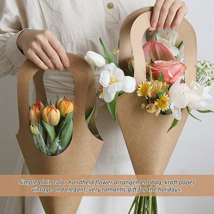 40pcs Kraft Paper Bouquet Bags Handheld Gift Valentine's Day Flower Packaging