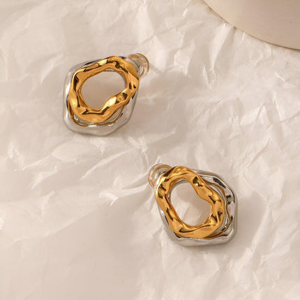 Two Tone Earrings For Women Fashion Studs Colourful Jewelry Accessories Gift