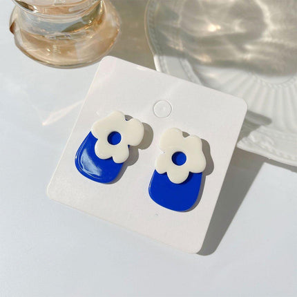 Klein Blue Flower Earrings for Women Fashion Jewelry Elegant Gift for Her
