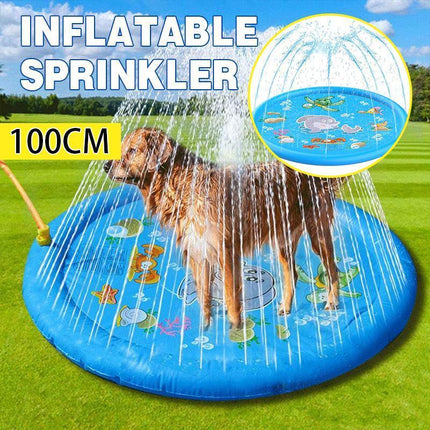 100cm Pet Dog Inflatable Sprinkler Splash Spray Mat Outdoor Water Pool Play Pad - Aimall