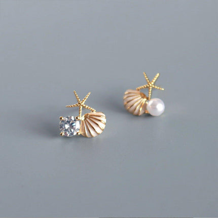 Asymmetrical Starfish Stud Earrings for Women Unique Fashion Jewelry Gift Set