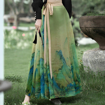 Autumn Chinese Style Horse Skirt for Women Daily Commute Retro Temperament