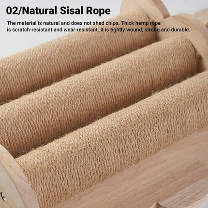 2Style Wood Wall-Mounted Natural Sisal Rope Cat Scratching Claw Grinding Pet Toy