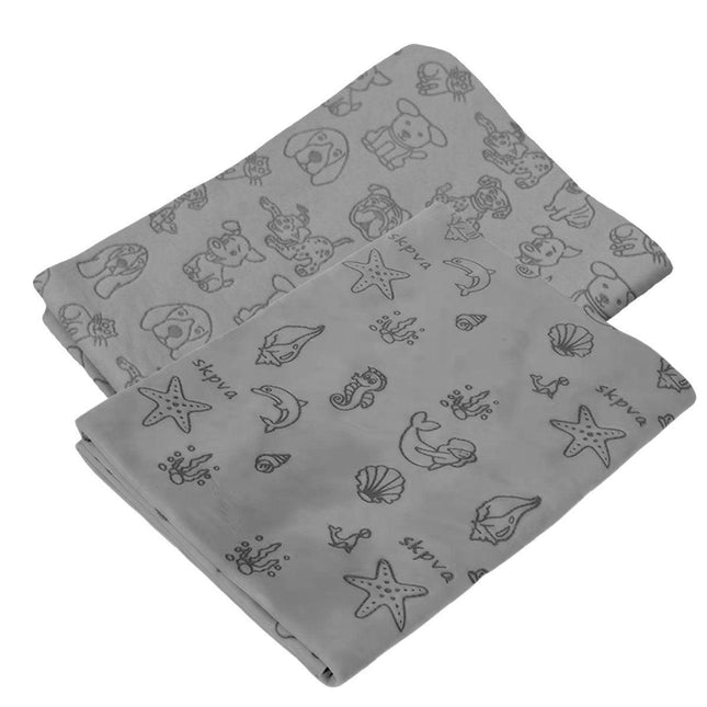 2PCS Quick Dry Absorbent Dog Bath Towels Soft Printed Cat Towel Set Pets