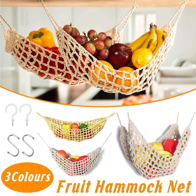 Under Desk Hanging Fruit Basket Kitchen Storage Net Home Organizer for Fruits