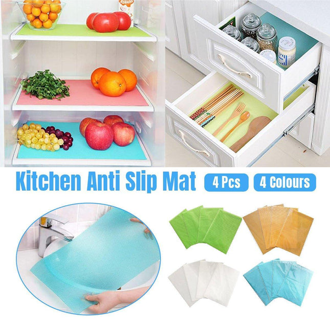 4PCS Cuttable Kitchen Anti-slip Mat Anti-fouling Refrigerator Drawer Liner Mat