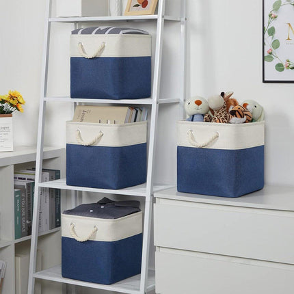 Large Linen Fabric Laundry Basket Home Storage Basket Dirty Clothes Bin Foldable