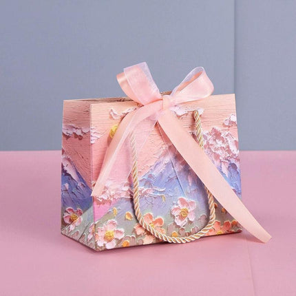 10pcs Oil Painting Gift Paper Bags for Birthday and Holiday Gift Packaging Tote