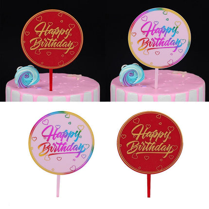 Happy Birthday Anniversary Wedding CakeCardboard Topper Acrylic Party Decoration - Aimall
