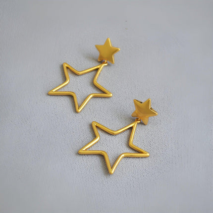 Vintage Openwork Star Earrings Elegant Fashion Jewelry for Women Chic Gift Ideas