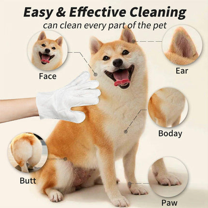 Cat Dog Cleaning Gloves Wipes Fur Disposable Face Washing Grooming