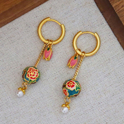 New Chinese Retro Tulip Earrings with Fringe Simple Elegant Design Jewelry
