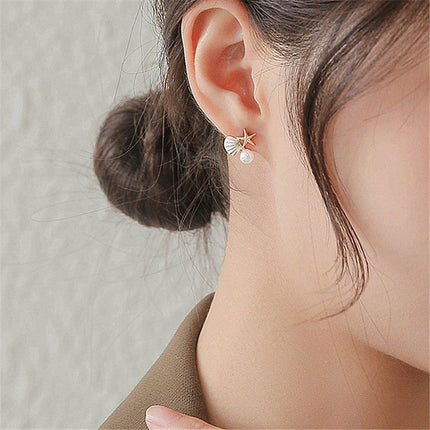 Asymmetrical Starfish Stud Earrings for Women Unique Fashion Jewelry Gift Set