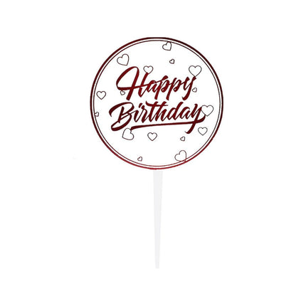 Happy Birthday Anniversary Wedding CakeCardboard Topper Acrylic Party Decoration - Aimall