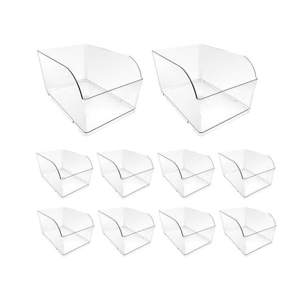 10PCS Clear Plastic Storage Box Set Food Supermarket Display Organizer Container