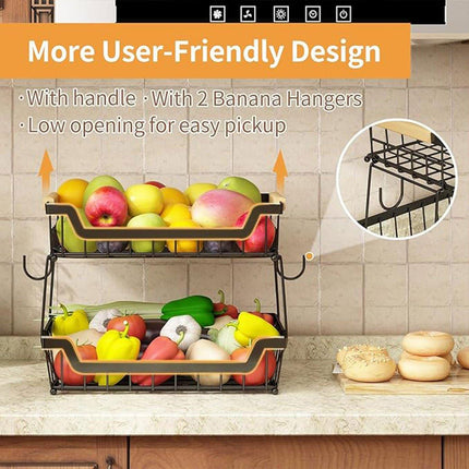 Household Double Layer Kitchen Storage Rack Removable Fruit Vegetable Organizer