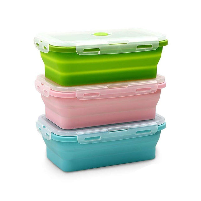 3pcs Portable Folding Bento Lunch Boxes Fresh Keeping Box for Food Storage