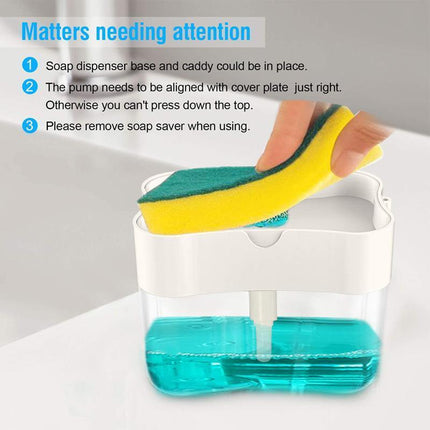 2 In 1 Soap Pump Dispenser Sponge Holder Dish Washing Liquid Container Kitchen - Aimall