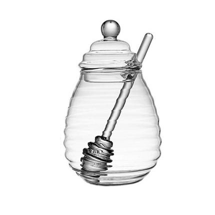 Clear Glass Honey Jar with Lid Kitchen Storage Container for Honey or Jam