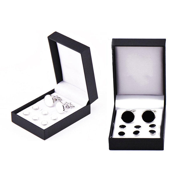8Pcs Mens Cufflinks Shirt Tuxedo Wedding Party Buttons Cufflinks Black