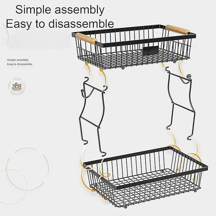 Household Double Layer Kitchen Storage Rack Removable Fruit Vegetable Organizer